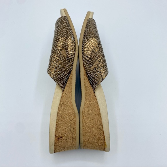 Worishofer 251 Metallic Copper Snake Open Toe Slide Wedge Sandals 40 / US 9-9.5 - Picture 11 of 13